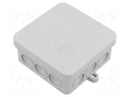 Enclosure: junction box; X: 85mm; Y: 85mm; Z: 40mm; IP55; light grey TECHNO