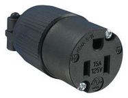 MAINS PLUG, NEMA 5-15R, 15A, 125VAC, BLK