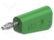 Connector: 4mm banana; plug; 32A; green; nickel plated; on cable STÄUBLI