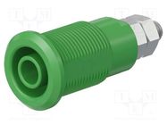 Connector: 4mm banana; socket; 32A; green; nickel plated STÄUBLI