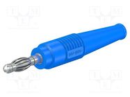 Plug; 4mm banana; 32A; 30VAC; 60VDC; blue; non-insulated; 2.5mm2 STÄUBLI