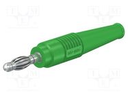 Plug; 4mm banana; 32A; 30VAC; 60VDC; green; non-insulated; 2.5mm2 STÄUBLI