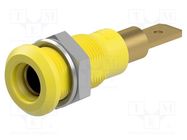 Connector: 4mm banana; socket; 25A; 30VAC; 60VDC; yellow; on panel STÄUBLI