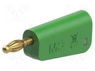 Connector: 4mm banana; plug; 32A; green; gold-plated; on cable STÄUBLI