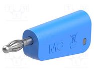 Connector: 4mm banana; plug; 19A; blue; nickel plated; on cable STÄUBLI