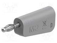 Connector: 4mm banana; plug; 19A; grey; nickel plated; on cable STÄUBLI