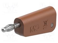 Connector: 4mm banana; plug; 32A; brown; nickel plated; on cable STÄUBLI