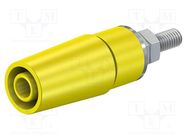 Connector: 4mm banana; socket; 32A; 1kV; yellow; nickel plated STÄUBLI