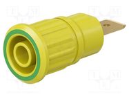 Connector: 4mm banana; socket; 32A; 1kV; yellow-green; gold-plated STÄUBLI