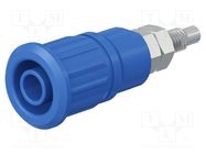 Connector: 4mm banana; socket; 32A; 1kV; blue; nickel plated STÄUBLI