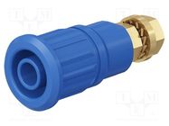 Connector: 4mm banana; socket; 32A; 1kV; blue; gold-plated STÄUBLI