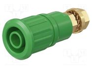 Connector: 4mm banana; socket; 32A; 1kV; green; gold-plated STÄUBLI