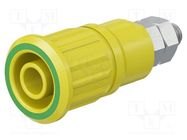 Connector: 4mm banana; socket; 32A; 1kV; yellow-green; on panel STÄUBLI