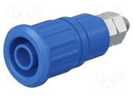 Connector: 4mm banana; socket; 32A; 1kV; blue; nickel plated STÄUBLI