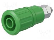 Connector: 4mm banana; socket; 32A; 1kV; green; nickel plated STÄUBLI