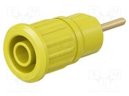 Connector: 4mm banana; socket; 24A; 1kV; L: 35.5mm; yellow; on panel STÄUBLI