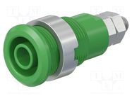 Connector: 4mm banana; socket; 32A; green; nickel plated STÄUBLI