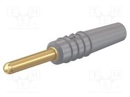 Connector: 2mm banana; plug; 10A; 30VAC; 60VDC; grey; gold-plated STÄUBLI