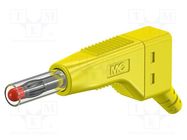 Plug; 4mm banana; 32A; 30VAC; 60VDC; yellow; 2.5mm2; on cable STÄUBLI