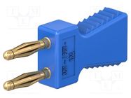 Connector: 2mm banana; stackable safety shunt; 10A; blue; 30.4mm STÄUBLI