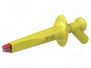 Clip-on probe; crocodile; 16A; yellow; Contacts: brass; 1kV; 4mm STÄUBLI