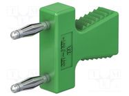 Connector: 2mm banana; stackable safety shunt; green; 10A; 30.4mm STÄUBLI