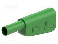 Connector: 4mm banana; 32A; 1kV; green; gold-plated STÄUBLI