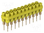 Socket strip; 2mm banana; yellow; 60VDC; 10A; 30VAC; Sockets: 20 STÄUBLI