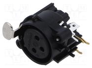 Connector: XLR; socket; female; PIN: 3; angled 90°; THT; black; 6A NEUTRIK