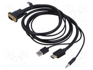 Cable; HDMI 1.4; PVC; 1m; black; 32AWG; Core: Cu,tinned 