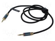 Cable; Jack 3.5mm 3pin angled plug,both sides; 1m; textile VENTION