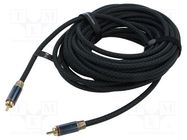 Cable; RCA plug,both sides; 10m; Plating: gold-plated; black VENTION