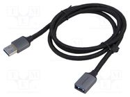 Cable; USB 3.0; USB A socket,USB A plug; nickel plated; 1m; black VENTION