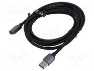 Cable; USB 3.0; USB A socket,USB A plug; nickel plated; 2m; black VENTION