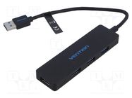 Hub USB; USB A socket x4; USB 3.0; black; Number of ports: 4 VENTION