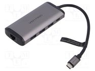 Hub USB; USB 3.0; grey; Number of ports: 9; 0.15m; Colour: black VENTION