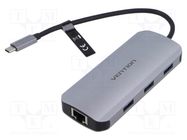 Hub USB; USB 3.0; grey; Number of ports: 6; 0.15m; Colour: black VENTION