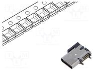 Connector: USB C; socket; SMT; PIN: 16; side,angled 90°; USB C; 5A GCT