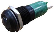 LED, M14, 24VDC, BLK CHROME, GREEN