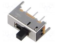Switch: slide; Pos: 2; SPDT; 0.3A/125VAC; ON-ON; THT; Illumin: none TE Connectivity