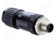 Connector: M12; plug; male; straight; Plating: gold-plated; plastic AMPHENOL LTW