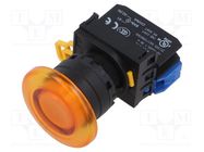 Switch: push-button; 22mm; Stabl.pos: 2; NO; orange; LED; IP65; YW IDEC