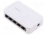 Switch Ethernet; DC socket,RJ45 socket x5; PnP,PoE (PoE); white LOGILINK