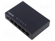 Switch Ethernet; DC socket,RJ45 socket x5; PnP,PoE (PoE); black LOGILINK