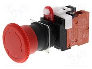 Switch: emergency stop; 22mm; Stabl.pos: 1; NC + NO; red; 3A/230VAC OMRON