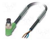 Connection lead; M8; PIN: 3; angled; 1.5m; plug; 250VAC; 4A; SAC; PVC PHOENIX CONTACT