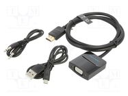 Adapter; HDMI plug,VGA; 1m; black; black; Enclos.mat: ABS VENTION