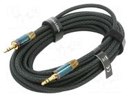 Cable; Jack 3.5mm 3pin angled plug,both sides; 5m; textile VENTION