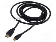 Cable; HDMI plug,mini HDMI plug; PVC; Len: 3m; black; Core: CCS Goobay