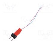 LED; red; 25÷40mcd; 120°; 1x0.5x0.4mm; Leads: lead x2; Len: 0.3m 